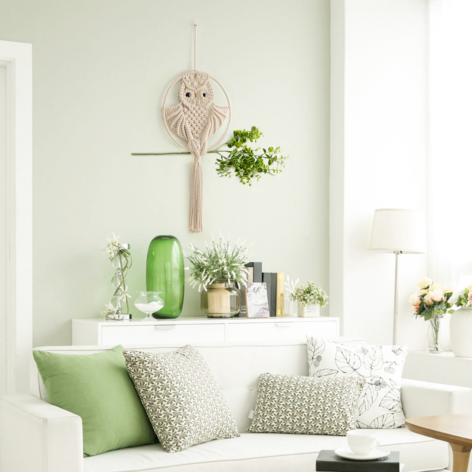 Macrame Wall Hanging - Uil Macrame H Geweven Kwastje Geweven