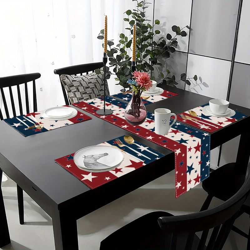 Linen Table Runner - VIKAMA Onafhankelijkheidsdag 4 juli Tafelloper Placemats