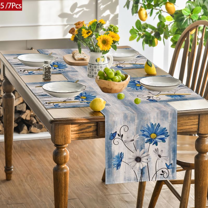 Linen Table Runner - VIKAMA American Country Flower Tafelloper Mat