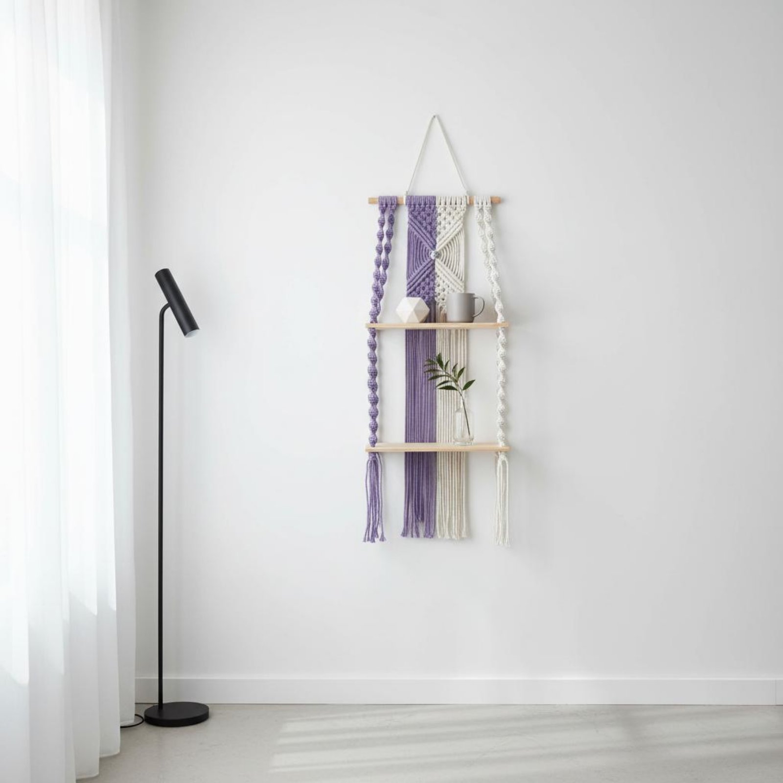 Macrame Wall Hanging - Boho wandhangende plank, eenvoudig op te