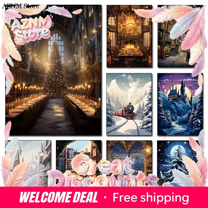 Home Decor Express - Kerst Magic School Castle Express Canvas