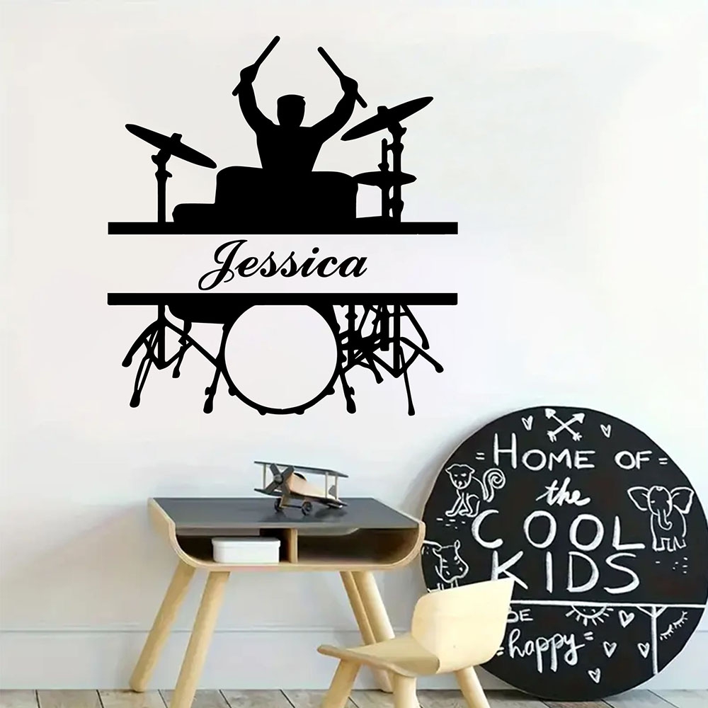 Home Decor Wallpaper - 1PC Cartoon muziekinstrument Gepersonaliseerde naam Home