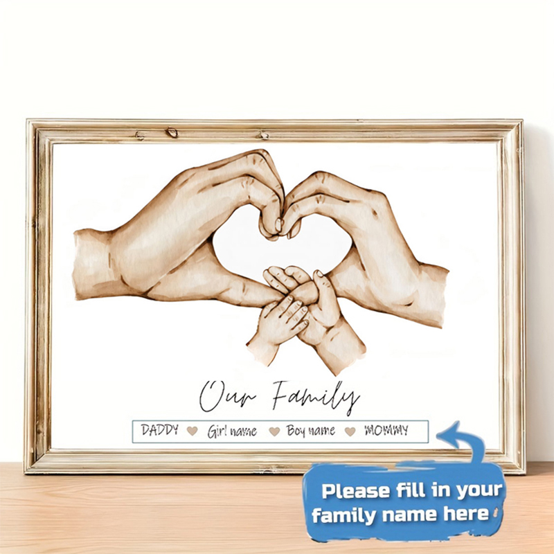 Home Decor Foto - Gepersonaliseerde aangepaste familiehandposter naam canvas schilderij