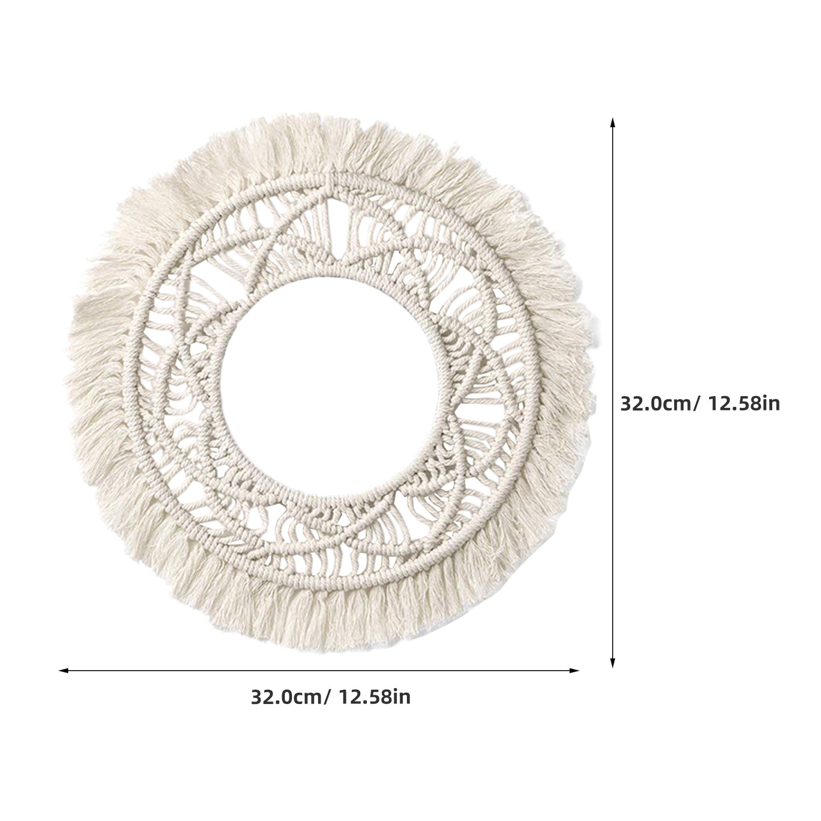 Macrame Wall Hanging - Katoenen ronde wandhanger, chique wandkleed, handgeweven