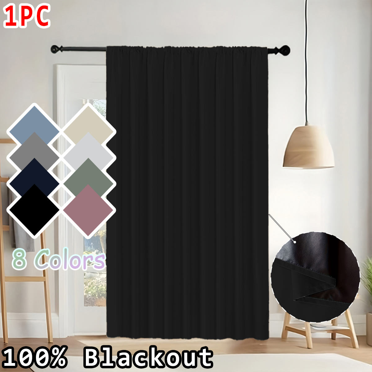 Blackout Curtains - 1 stuk eenvoudige effenkleurige 100% verduisterende