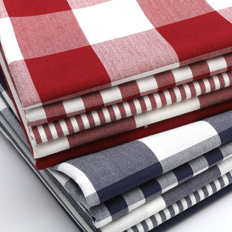 Linen Table Runner - Duurzame, garengeverfde geruite katoenen linnen stof