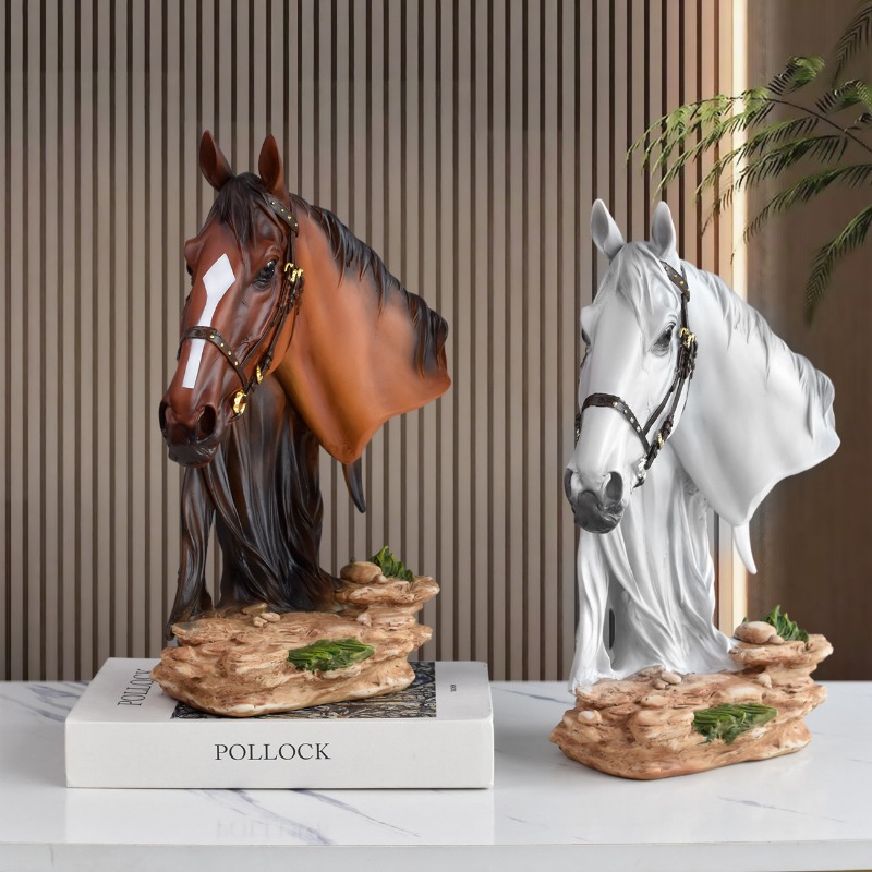 Victory Home Decor - Geavanceerd Europees stijlvol resinen paardenbeeld, woonkamer,