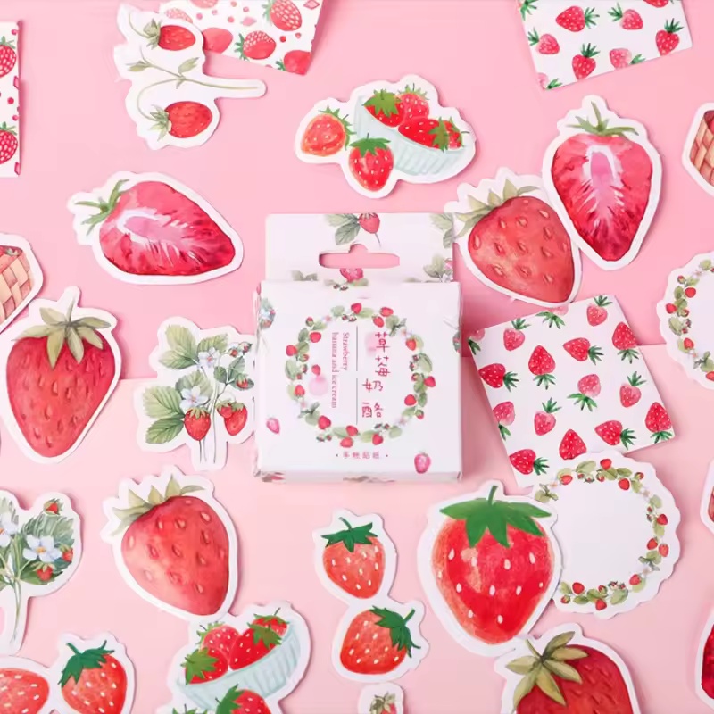 Home Decor Magazine - 45 stuks fruit aardbei doosstickers fotoalbum