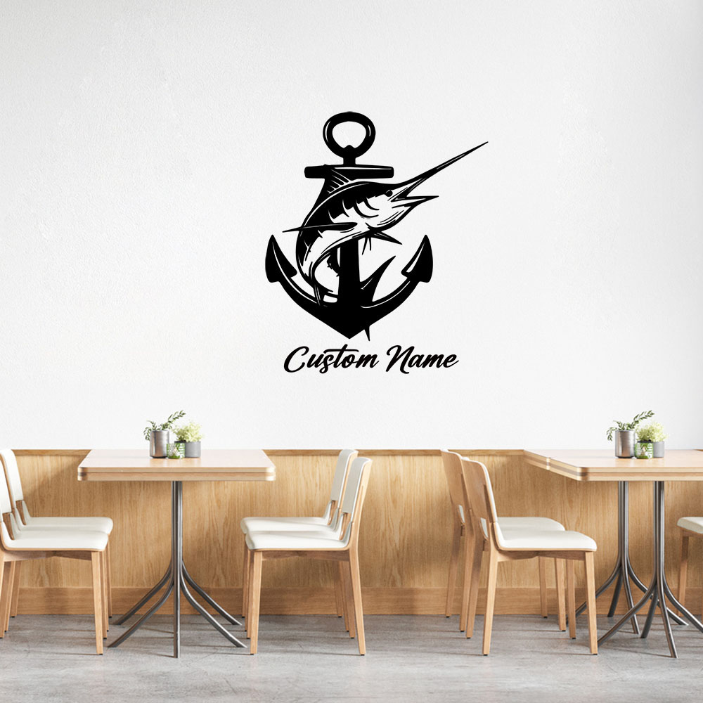Home Decor Wallpaper - 1PC Uitstekende Swordfish Gepersonaliseerde Tekst Muursticker