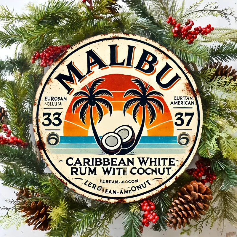 Home Decor Tree - Vintage Malibu Rum Coconut aluminium wandbord