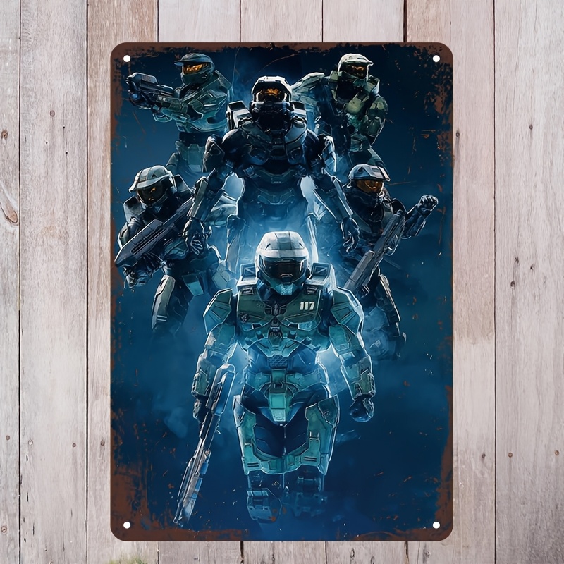 Home Decor Video - Halo-geïnspireerd metalen wandkunstbord, levendig Master Chief