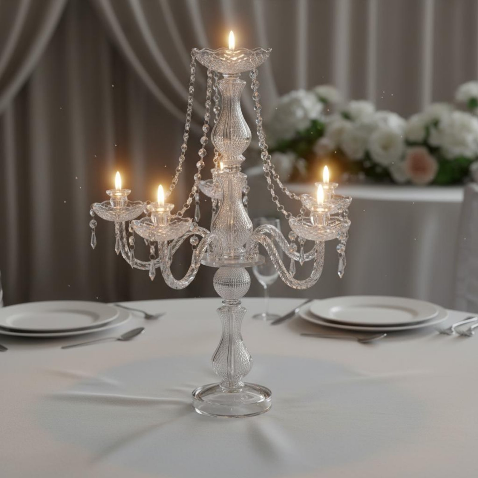 Home Decor Luxury - Kristallen kandelaar, elegante bruiloftskandelaar, kristallen kaarsenhouder,