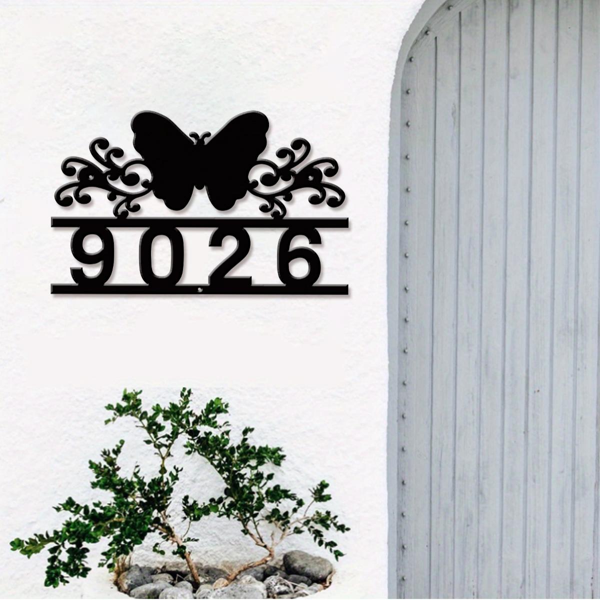 Home Decor Garden - 1Pc Aangepaste vlinder metalen straatadresnummerbord, ideaal