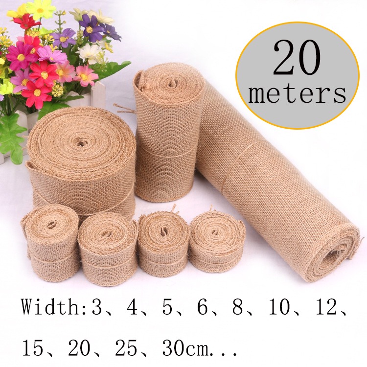 Linen Table Runner - 5-30CM Natuurlijke Jute Linnen Stof 20M