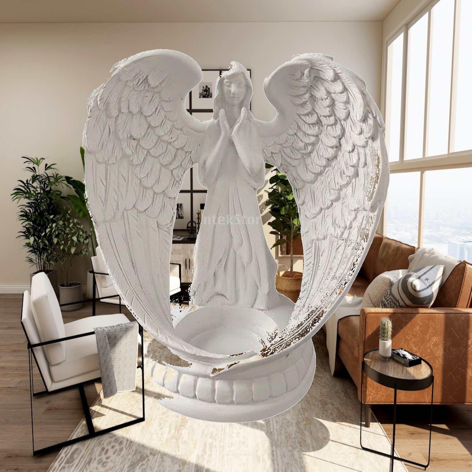 Home Decor White - Wit hars engelbeeldje, Scandinavisch design, engelenvleugel