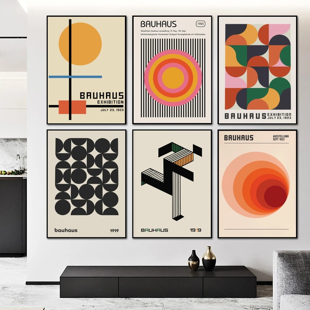 Home Decor Scrap - (2D Tin schilderij) Bauhaus Geometrische tentoonstellingsposter