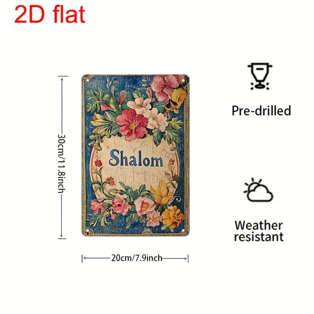 Home Decor Garden - CIFBUY Vintage Floral Shalom aluminium wandkunst