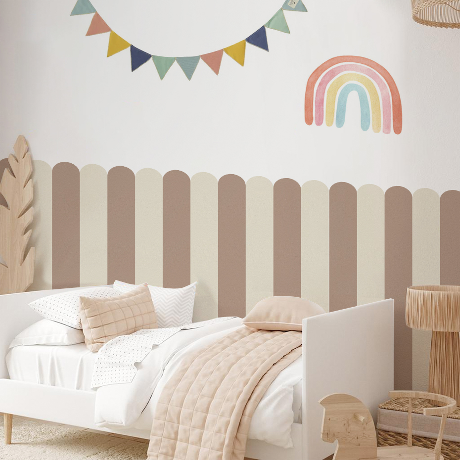 Home Decor Wallpaper - Veelkleurig verticaal gestreept boogbehang kinderkamer kindermuurkunst