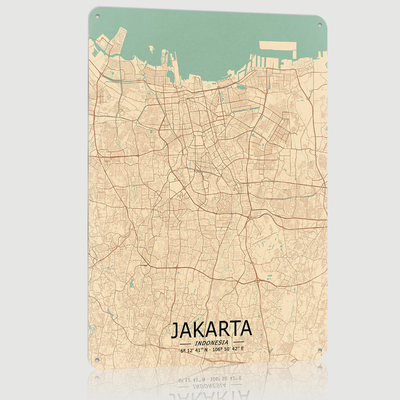 Jakarta Vintage Kaart Gedrukt  - Home Decor Jakarta recensie en prijs