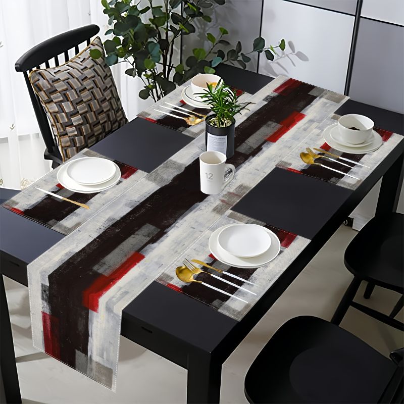 Moderne kunst contrasterende a - Linen Table Runner recensie en prijs