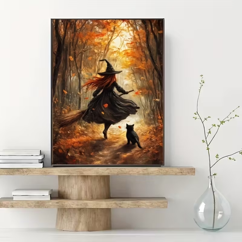 Retro Halloween Herfst Heks Op - Home Decor Foto recensie en prijs