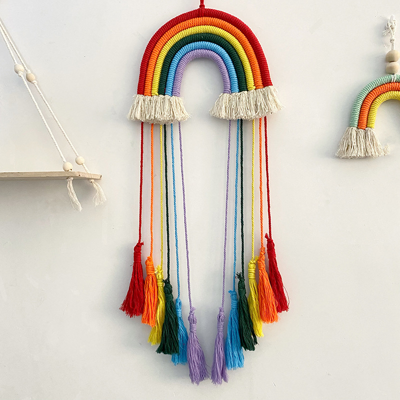 Katoenen touw geweven regenboo - Macrame Wall Hanging recensie en prijs
