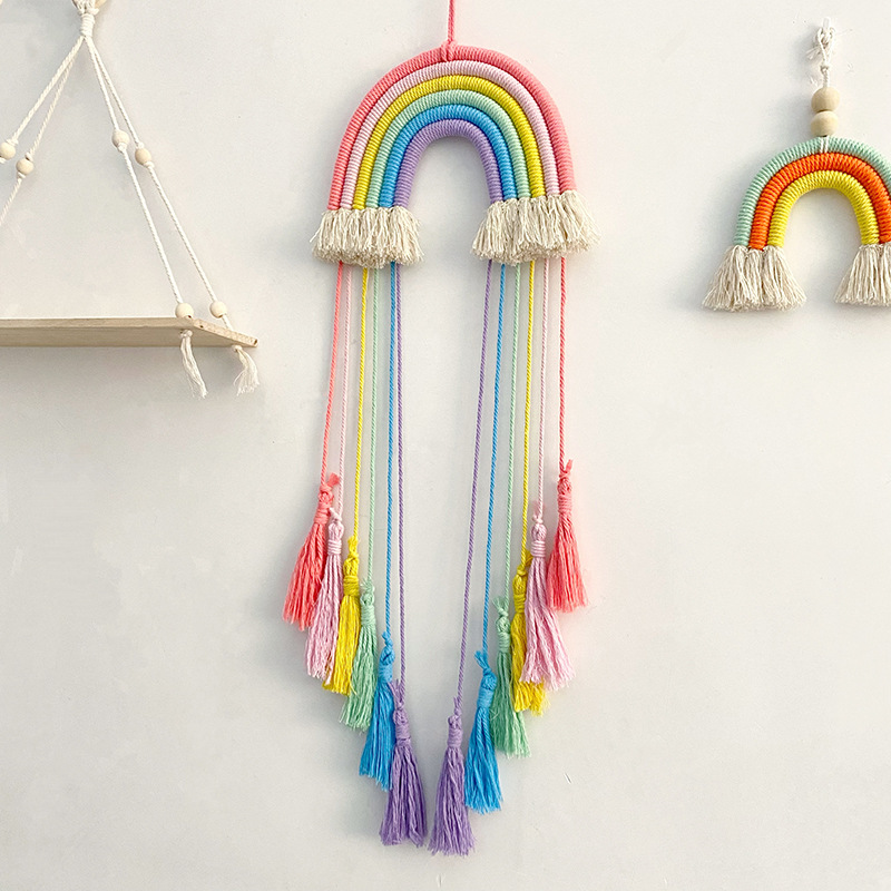 Katoenen touw geweven regenboo - Macrame Wall Hanging recensie en prijs