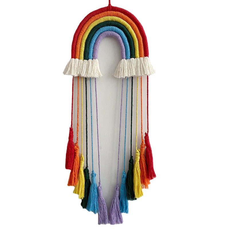 Katoenen touw geweven regenboo - Macrame Wall Hanging recensie en prijs