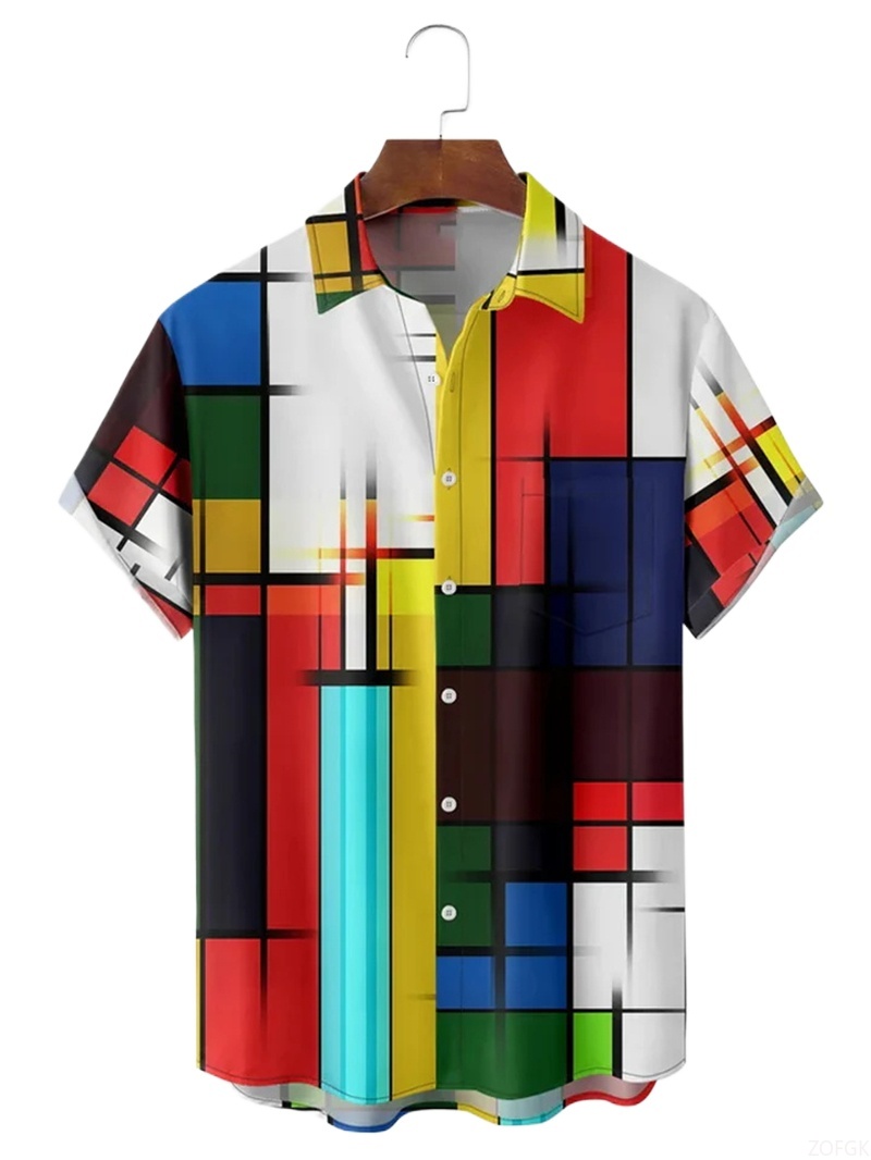 Mannen shirts 3D geometrische  - Abstract Oil Painting recensie en prijs